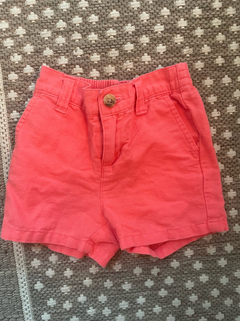 Janie and Jack Boys Pink Solid Chino Shorts Cotton Pockets 6-12 Months